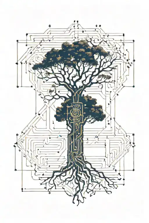 A Tree And Electrical Circuit Converging To Create Ai