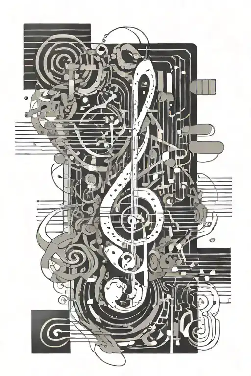 An Abstract Representation Of Philosophical Concepts Intertwined With Musical Notes