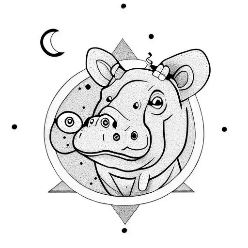 Adult Prompt Hippo With Moon