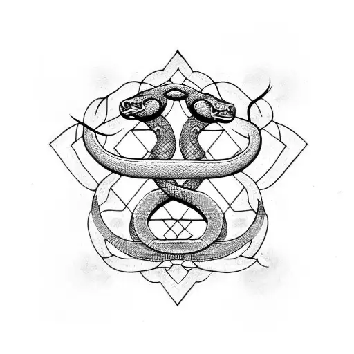 Snake With Ankh And Skull