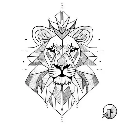 Asthetic Line Art Tattoo Of A Lion For The Arms