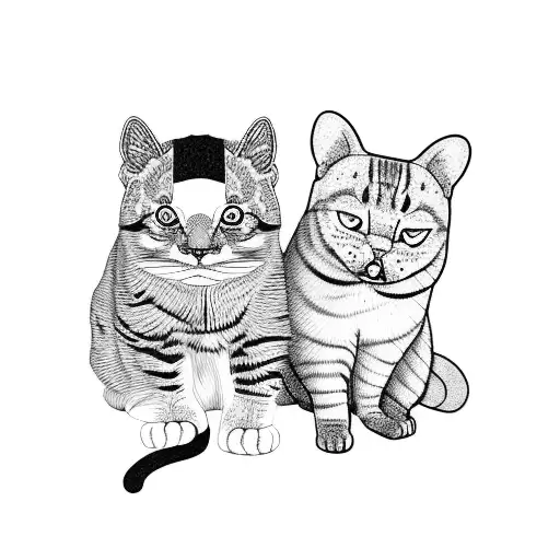 A Cat And Panda Doing Yoga Poses Together