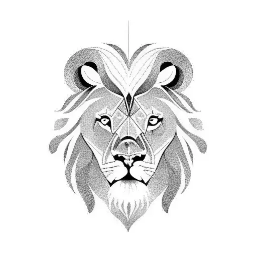 Asthetic Line Art Tattoo Of A Lion For The Arms