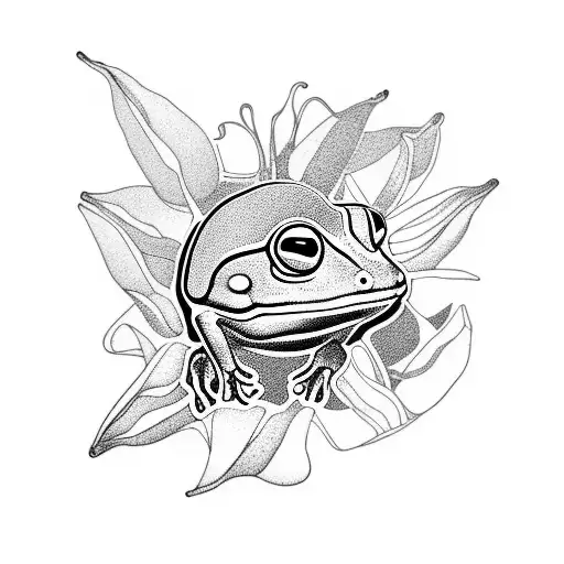 Coqui Frog Natralized On Heliconia Flower Stalk