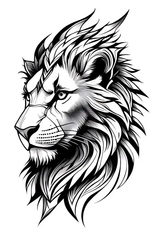 Cambodian Lion Head Tattoo