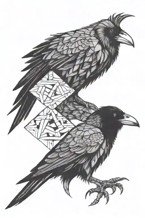 Raven Mix Realistic Geometric Design Incorporating