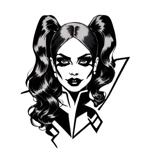 Harley Quinn Thigh Tattoo Black Greys