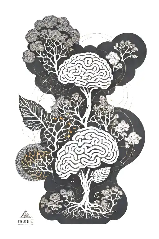 The Brain That Is Connected By A Line Of Life With A Golden Section And A Tree Of Life