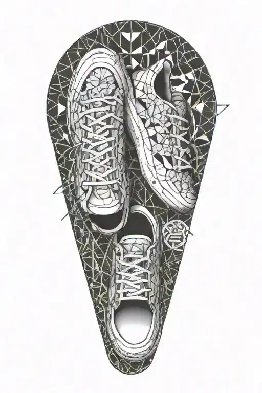 Design A Tattoo Featuring A Sneaker Made Up Of Intricate Geometric Patterns