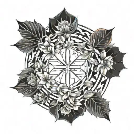 Floral Circle With Dob And Name Written