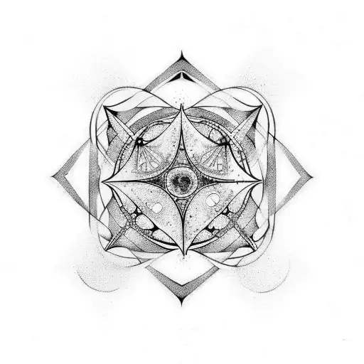 Tattoo Template Of The Result Of The Fusion Between The Symbols Of Aquarius And Gemini