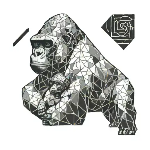 Mother Gorilla Holding Baby Gorilla