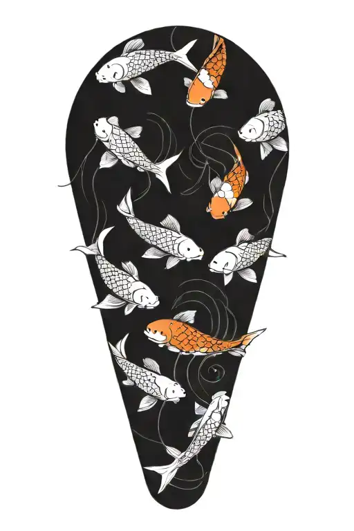 Five Koi Fish Swimming Together