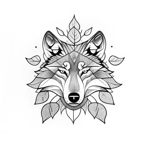 Wolf With Leaves For Upper Arm