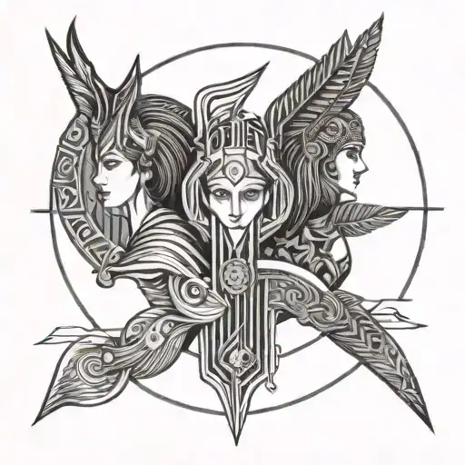 Athena And Hecate Line Simbol