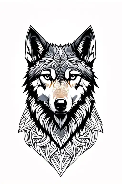 Mandala Design With Wolf Head
