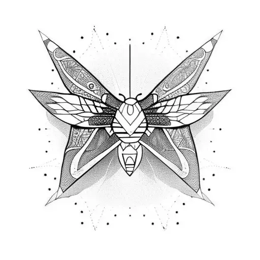 Moth With Skull On Crystals