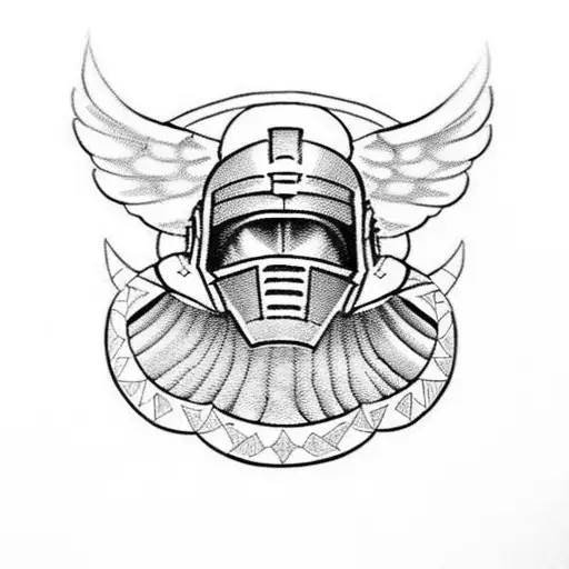 Angel Wings With A Spartan Helmet In The Center
