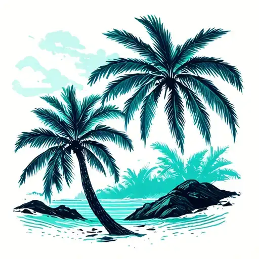 Beach Palm Tree Forest