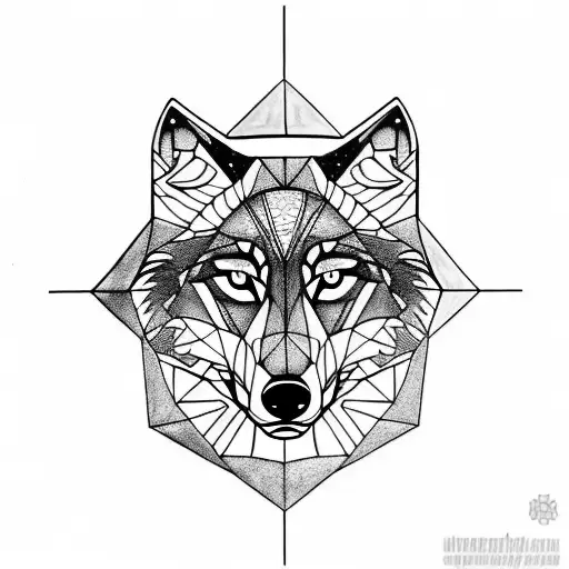 Wolf Face With Geometric Lines
