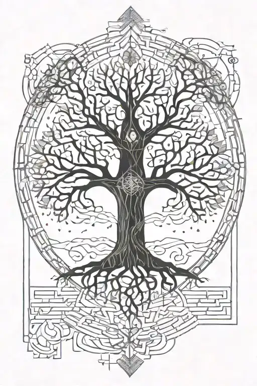 A Tree Of Life Intertwined With Electrical Circuit Patterns