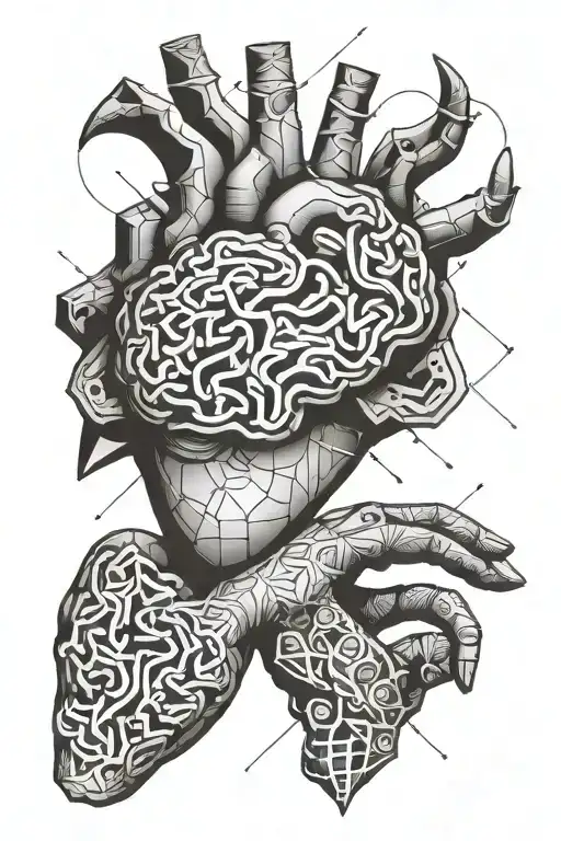 Brain And Heart Each In Different Hand Holding
