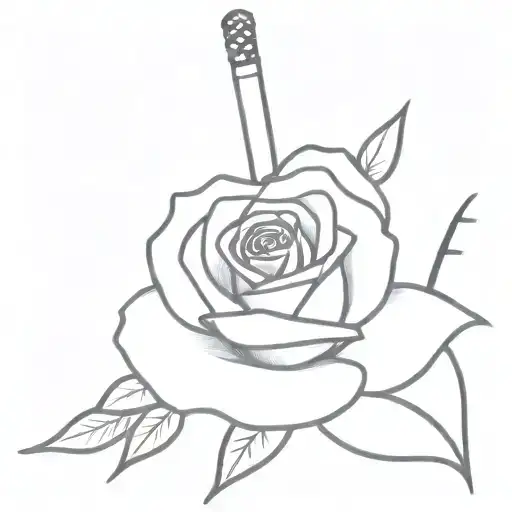Cigarette And Rose Tattoo Designs Intertwined