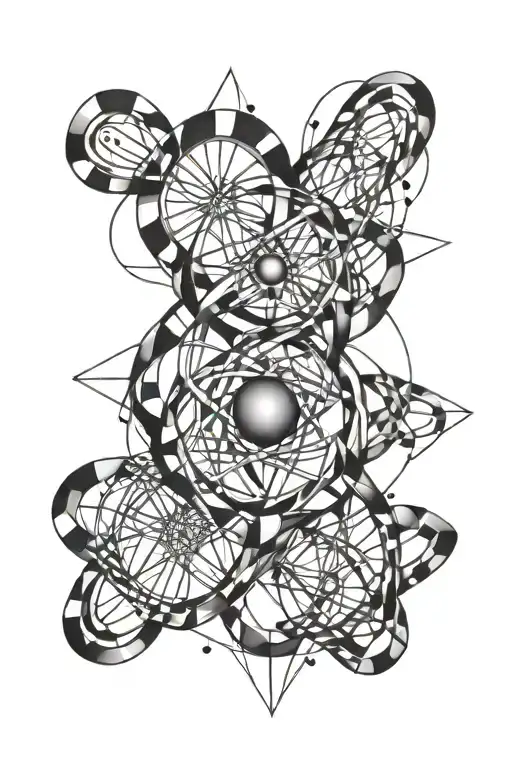 Atom And Dna Double Helix Intertwined