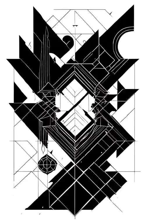 Fine Line Blueprint Medivel Art Inspired Tattoo Design