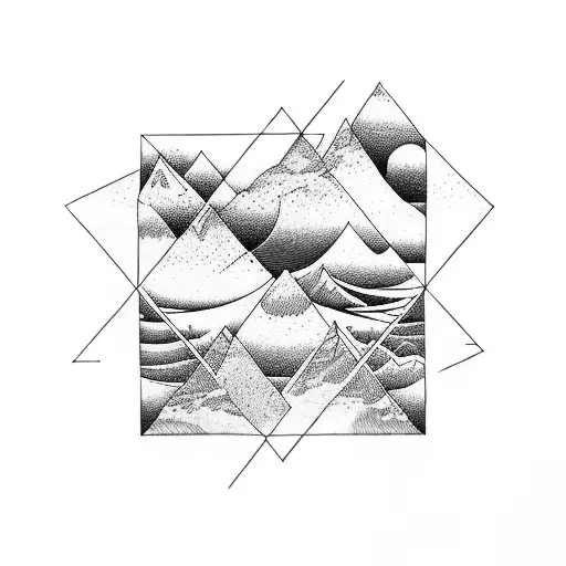 An Abstract Design Combining Mountains And Ocean Waves