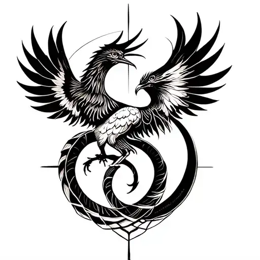 Phoenix Coiled Around An Ouroboros