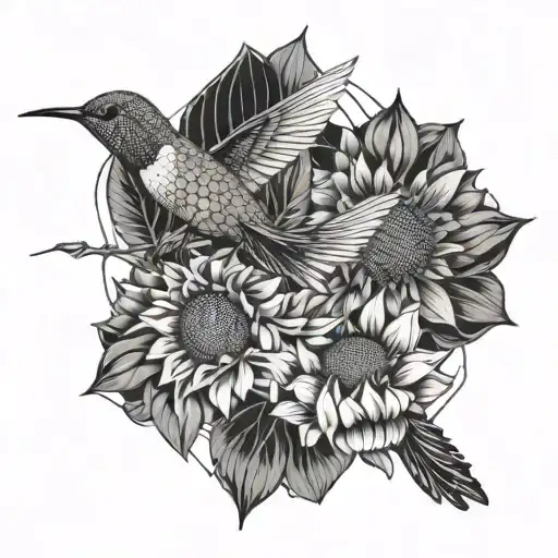 Hummingbird And Sunflowers Wrapped