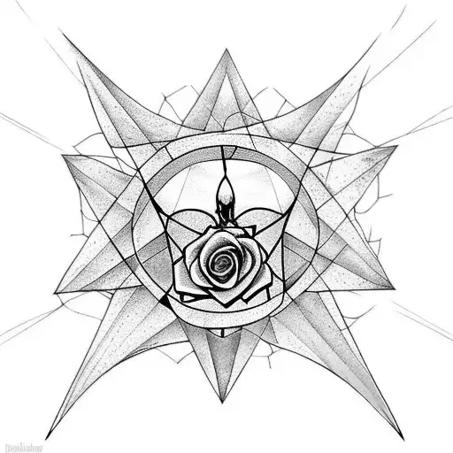 Rose With A Spiderweb And A Black Widow