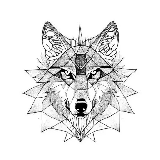 Wolf Head With Angel Wings Behind