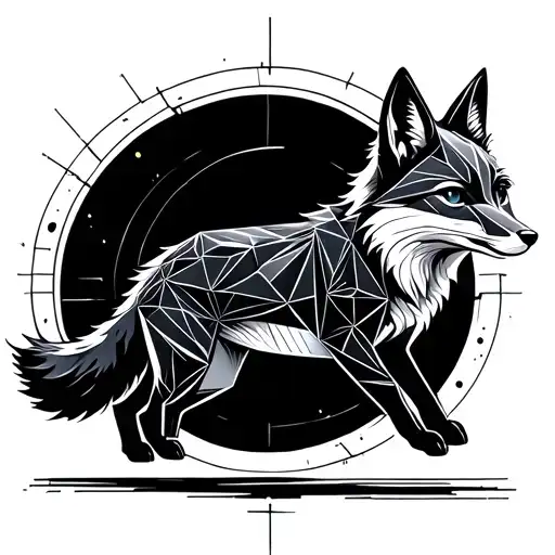 A Geometrical Fox Running To Freedom Through A Portal
