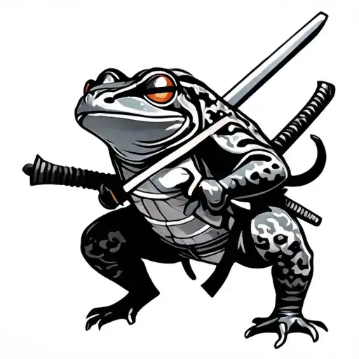 Samurai Frog With A Katana In Striking Pose
