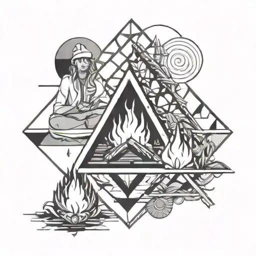 Beach Campfire Two Friends