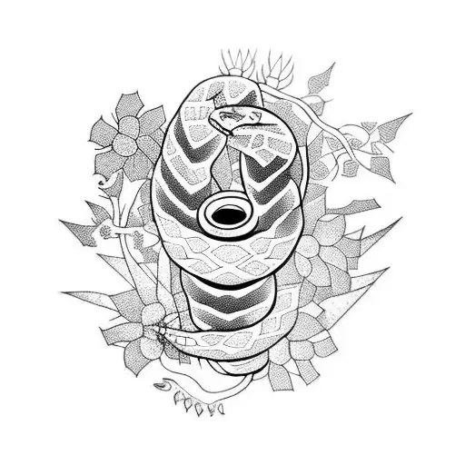 Snake With Thorns And Wild Flowers