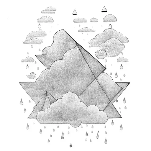 A Cloud That Looks Like The Ones On The Weather Segment Of News With Three Raindrops Falling From It