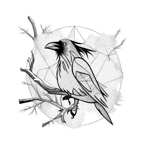 Raven On A Dead Tree Branch