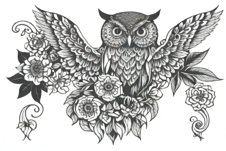 Flowers Owl Octopus