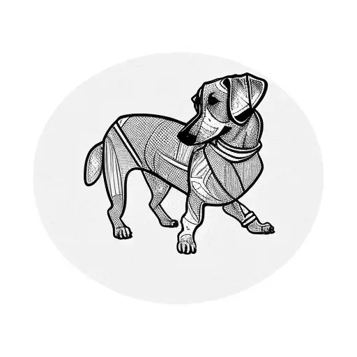 Abstract Dachshund Full-body Silhouette Outline From The Side