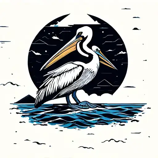 Pelican And Beach Scene