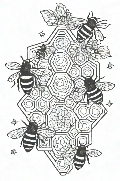 Bee And Hive With Important Dates In Honeycomb