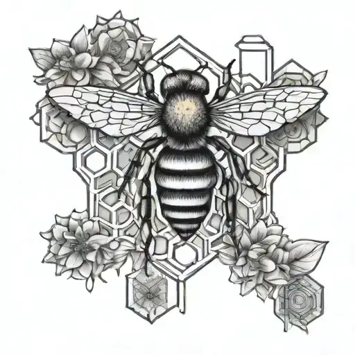 Fineline Bee And Honeycomb Tattoo For Fore Arm