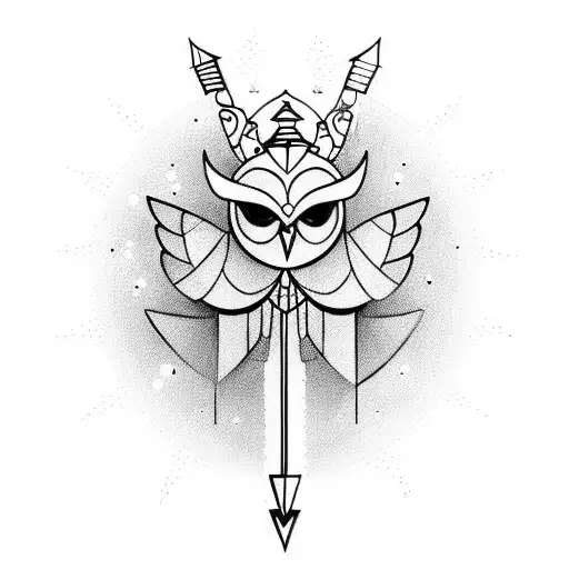 Goddes Arthemis With Arrow And Owl