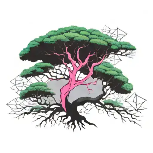 Tree Of Life With Branches In Shape Of Breast Cancer Ribbons