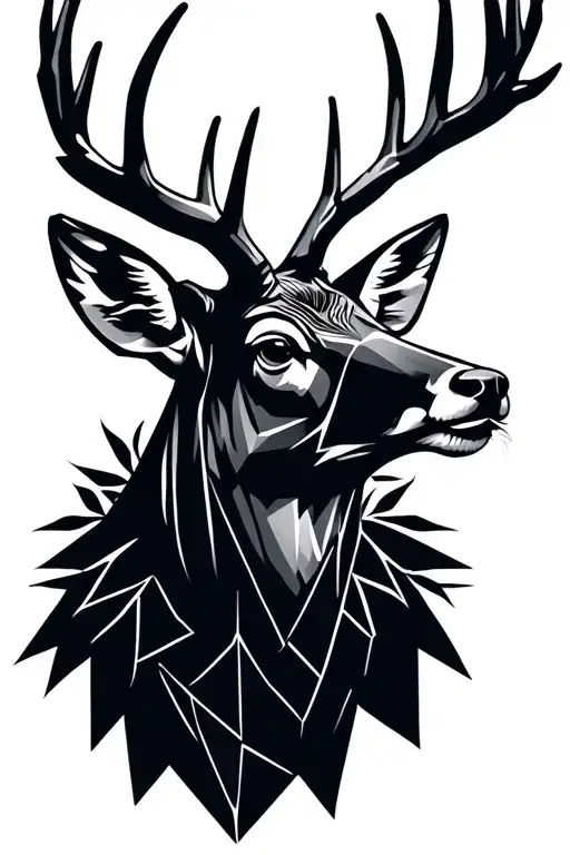 Deer Head And Antkers Outline