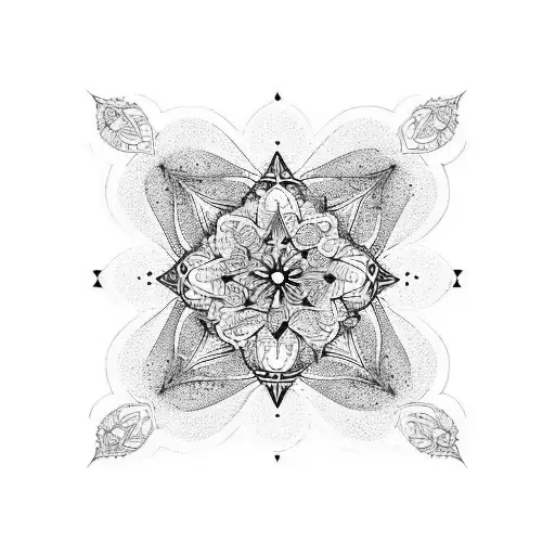 Lily Stargazer Mandala Pattern Full Chest Tattoo In Black And White Ink