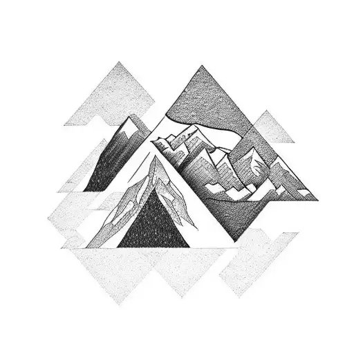 A Black And White Geometric Design Of A Tattoo Of The Mont-blanc Mountain